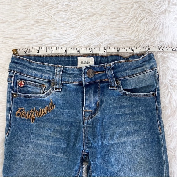 Hudson Girls Raw Hem Embroidered Best friend Rebel Heart Jeans Size 6X - Picture 7 of 9